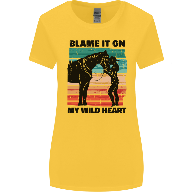 Equestrian Horse Riding My Wild Heart Womens Wider Cut T-Shirt Yellow