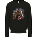 Equestrian Horse Riding USA Flag Cowboy Mens Sweatshirt Jumper Black