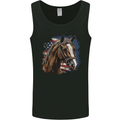 Equestrian Horse Riding USA Flag Cowboy Mens Vest Tank Top Black