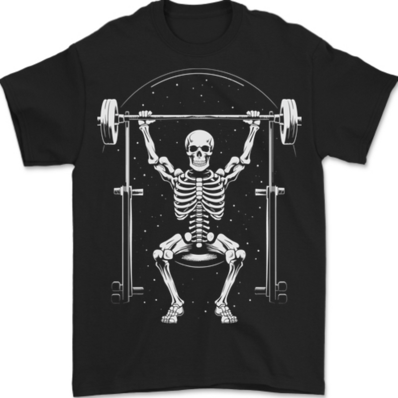 Eternal Gym Bodybuilding Fitness Skull Mens T-Shirt 100% Cotton BLACK