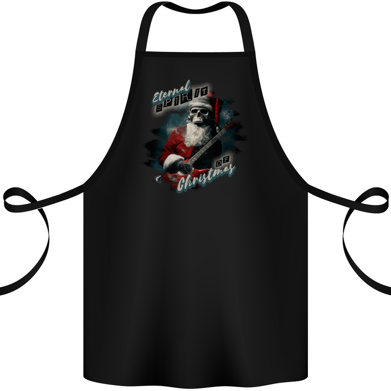 Eternal Spirit Santa Skull Christmas Rock Guitar Cotton Apron 100% Organic Black