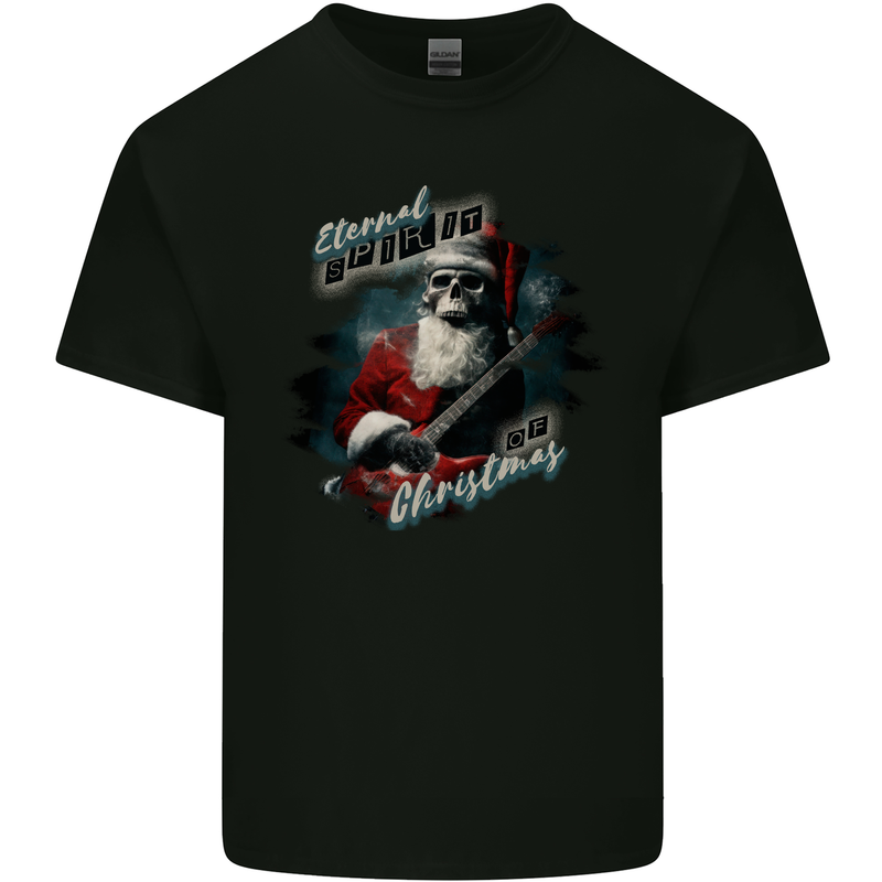 Eternal Spirit Santa Skull Christmas Rock Guitar Kids T-Shirt Childrens Black