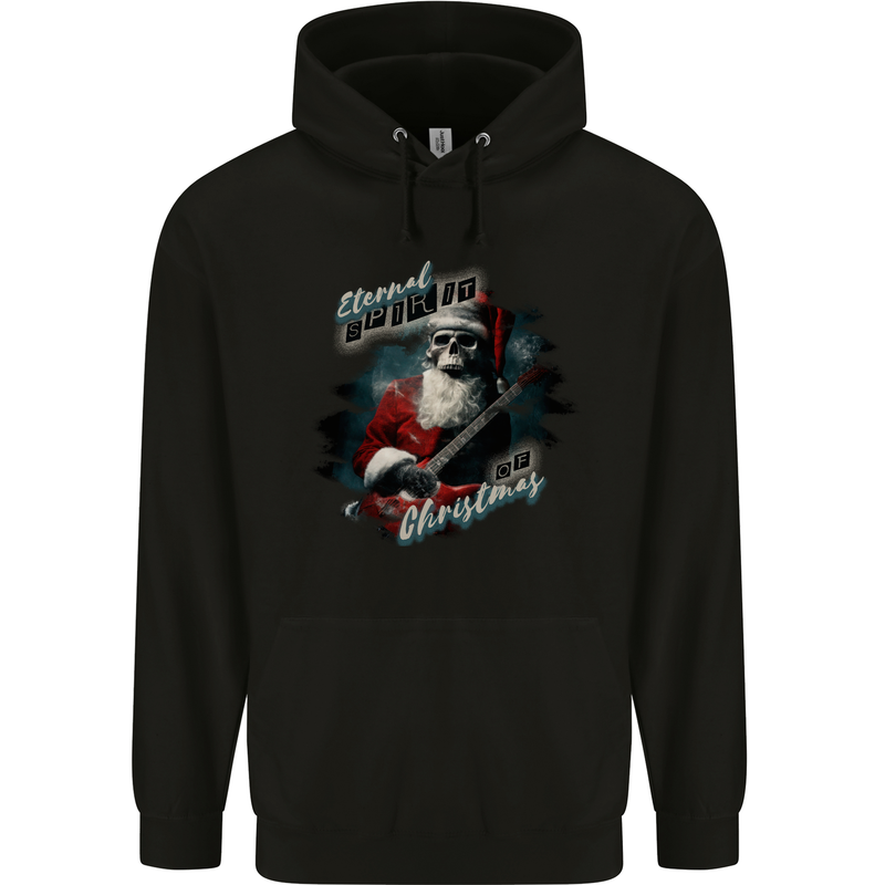 Eternal Spirit Santa Skull Christmas Rock Guitar Mens 80% Cotton Hoodie Black