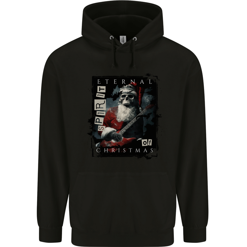 Eternal Spirit of Christmas Skull Guitar Rock Music Childrens Kids Hoodie Black