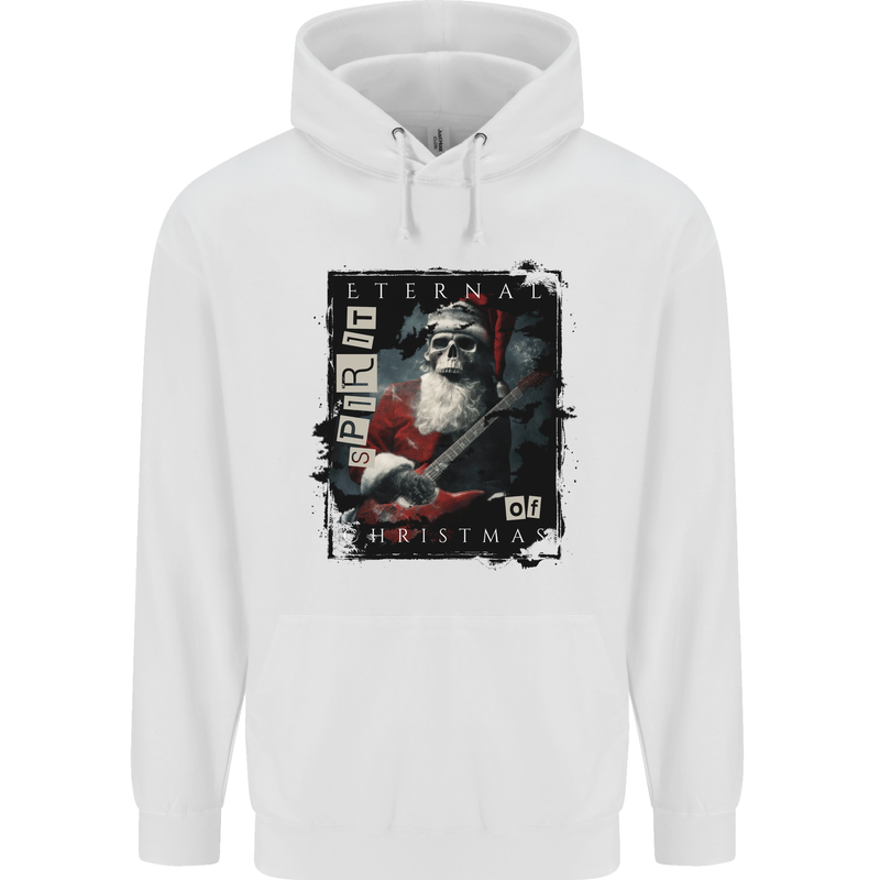 Eternal Spirit of Christmas Skull Guitar Rock Music Childrens Kids Hoodie White
