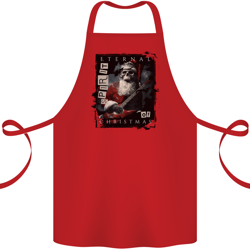 Eternal Spirit of Christmas Skull Guitar Rock Music Cotton Apron 100% Organic Red