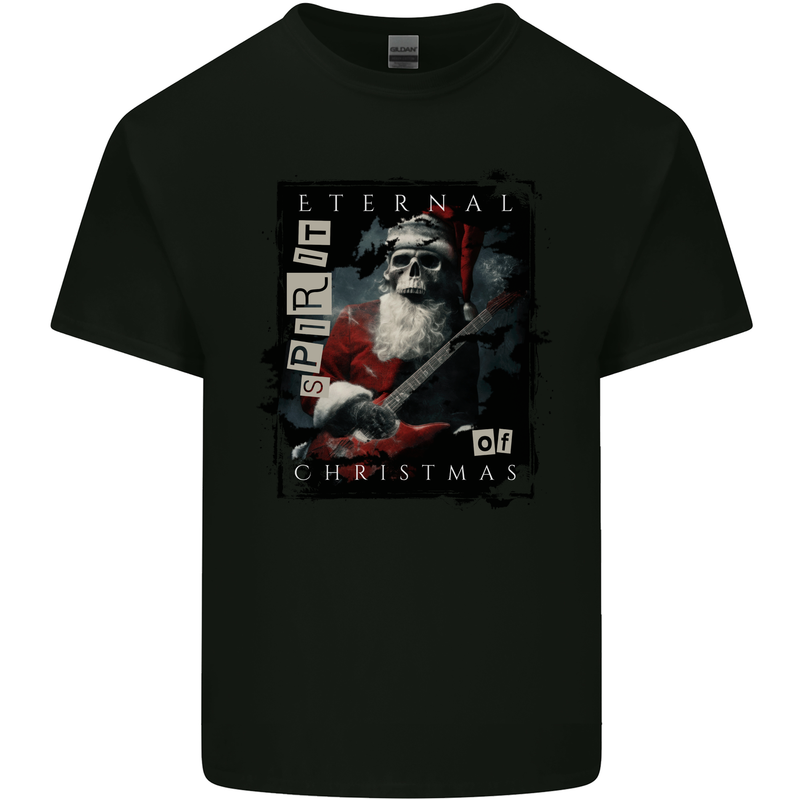 Eternal Spirit of Christmas Skull Guitar Rock Music Mens Cotton T-Shirt Tee Top Black