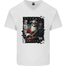 Eternal Spirit of Christmas Skull Guitar Rock Music Mens V-Neck Cotton T-Shirt White