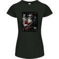 Eternal Spirit of Christmas Skull Guitar Rock Music Womens Petite Cut T-Shirt Black