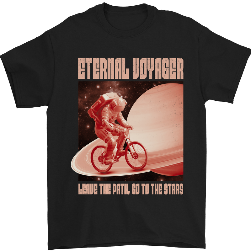 a black t - shirt with a picture of a man riding a bike