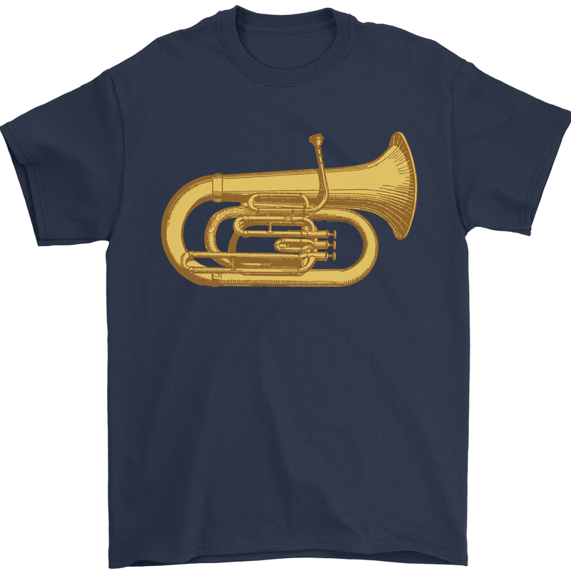 Euphonium Brass Musical Instrument Mens T-Shirt 100% Cotton Navy Blue
