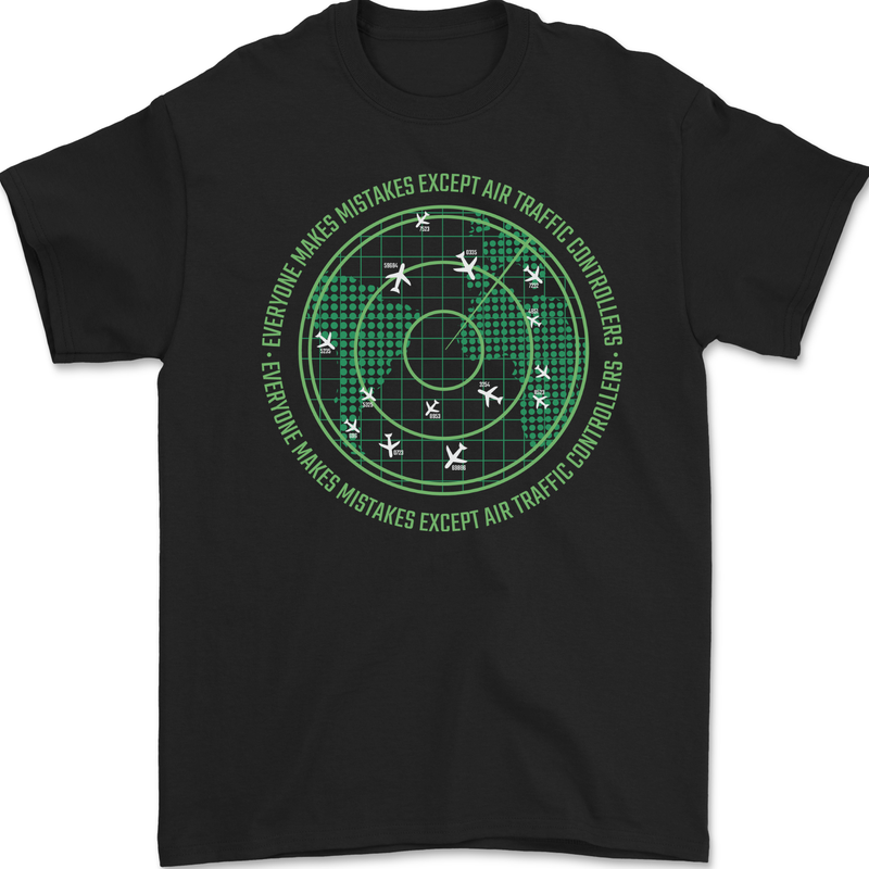 Everyone Makes Mistakes Air Traffic Controllers Mens Gildan Cotton T-Shirt Black