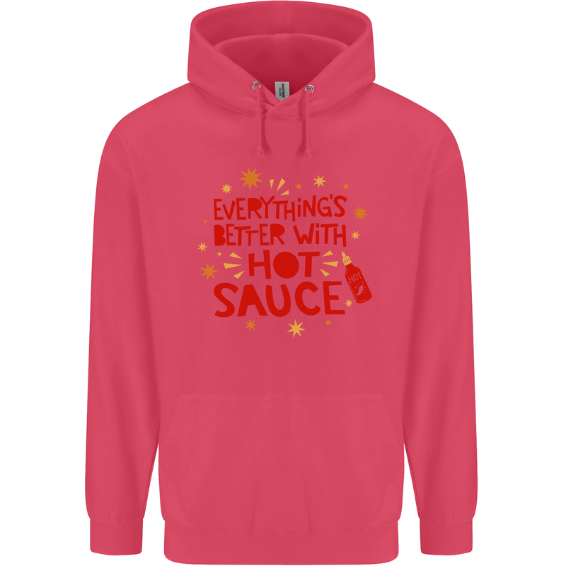 Everything's Better With Hot Sauce Funny Food Childrens Kids Hoodie Heliconia