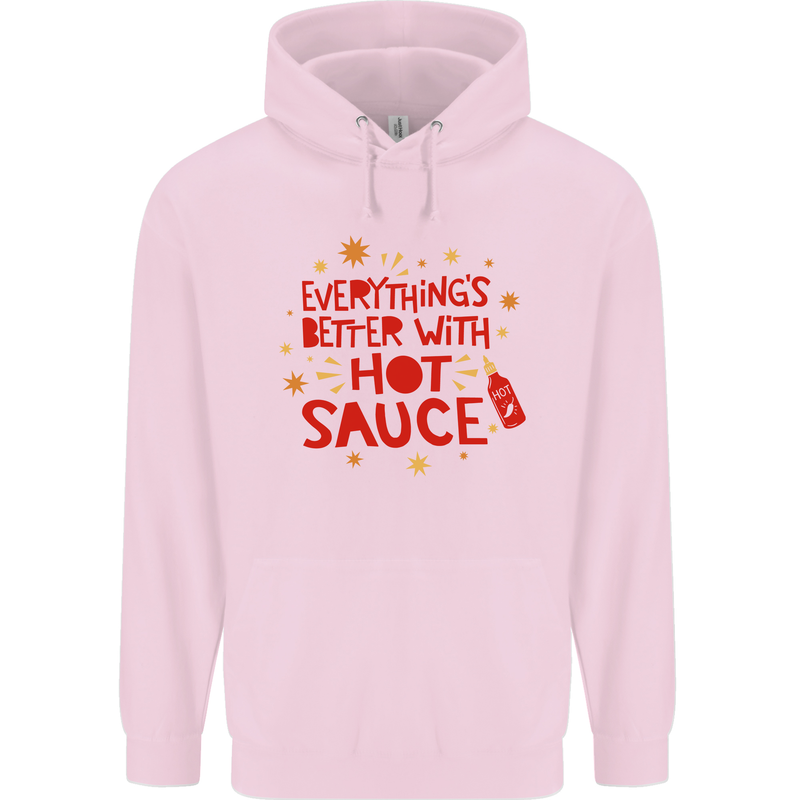 Everything's Better With Hot Sauce Funny Food Childrens Kids Hoodie Light Pink