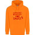 Everything's Better With Hot Sauce Funny Food Childrens Kids Hoodie Orange
