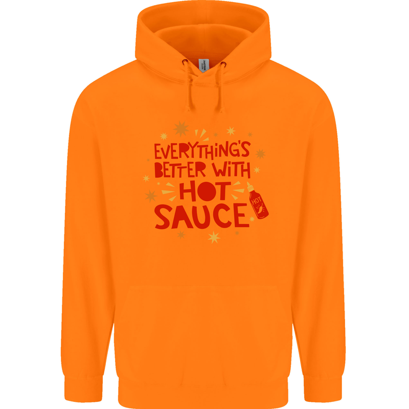 Everything's Better With Hot Sauce Funny Food Childrens Kids Hoodie Orange