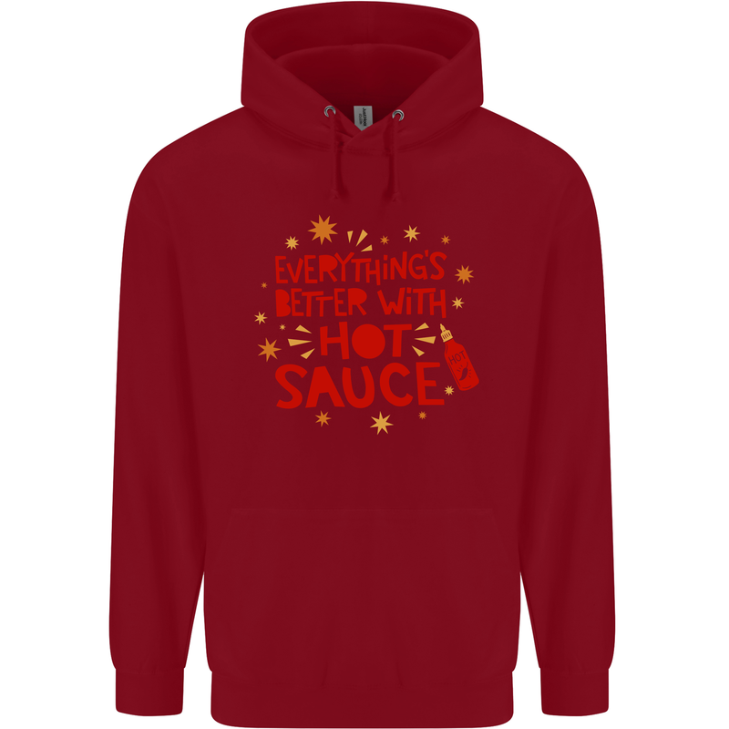 Everything's Better With Hot Sauce Funny Food Childrens Kids Hoodie Red