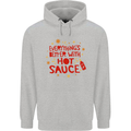 Everything's Better With Hot Sauce Funny Food Childrens Kids Hoodie Sports Grey