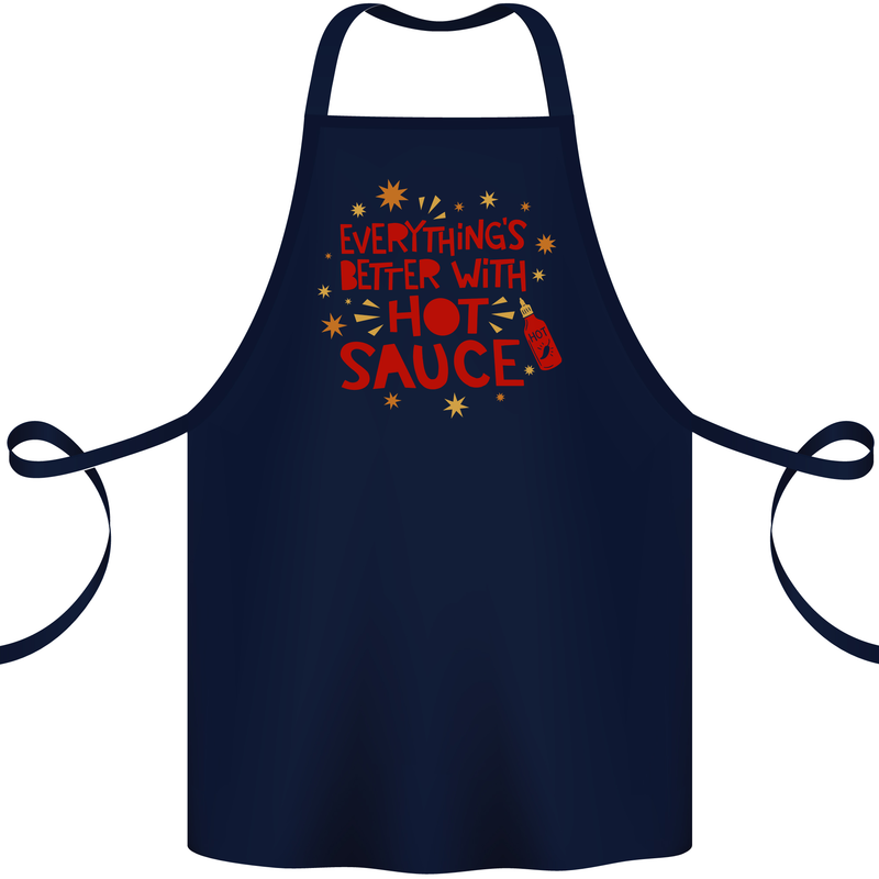 Everything's Better With Hot Sauce Funny Food Cotton Apron 100% Organic Navy Blue