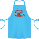 Everything's Better With Hot Sauce Funny Food Cotton Apron 100% Organic Turquoise