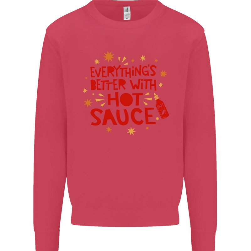 Everything's Better With Hot Sauce Funny Food Kids Sweatshirt Jumper Heliconia
