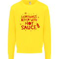 Everything's Better With Hot Sauce Funny Food Kids Sweatshirt Jumper Yellow