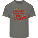 Everything's Better With Hot Sauce Funny Food Kids T-Shirt Childrens Charcoal