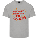 Everything's Better With Hot Sauce Funny Food Kids T-Shirt Childrens Sports Grey