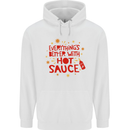 Everything's Better With Hot Sauce Funny Food Mens 80% Cotton Hoodie White