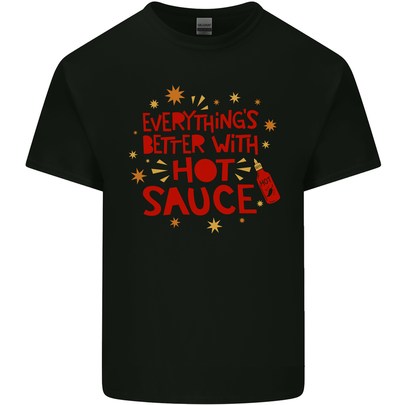 Everything's Better With Hot Sauce Funny Food Mens Cotton T-Shirt Tee Top Black