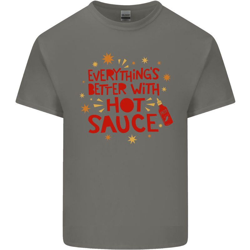 Everything's Better With Hot Sauce Funny Food Mens Cotton T-Shirt Tee Top Charcoal