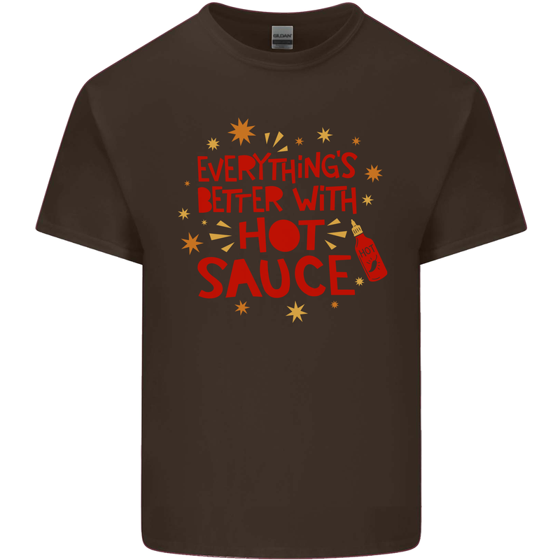 Everything's Better With Hot Sauce Funny Food Mens Cotton T-Shirt Tee Top Dark Chocolate