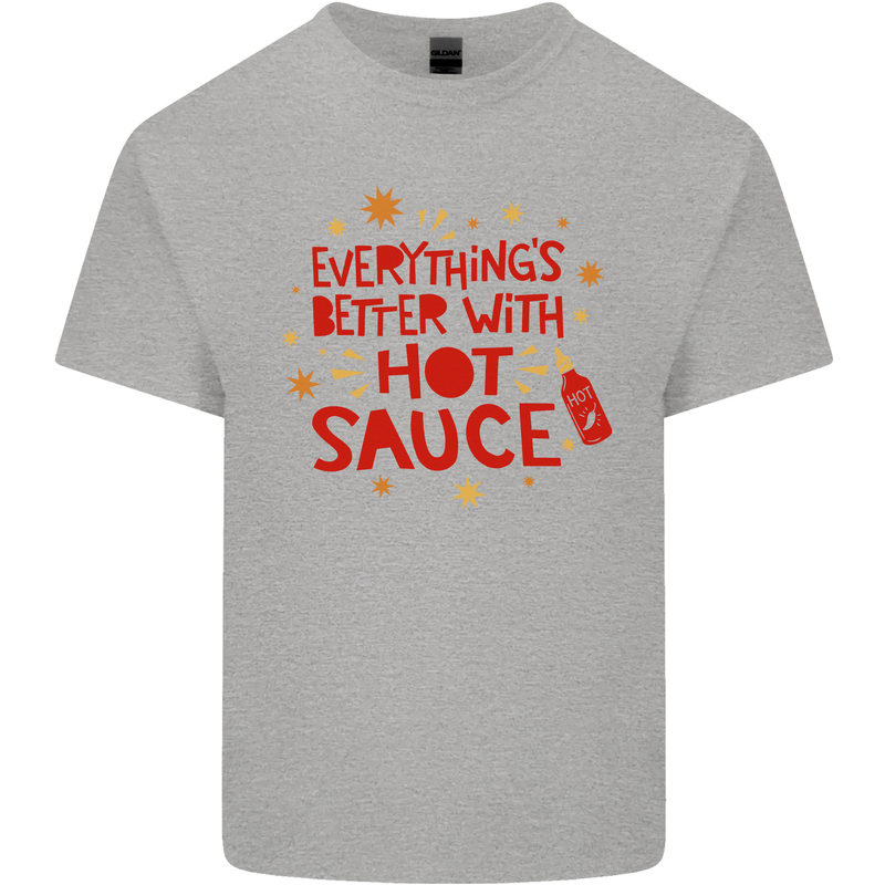 Everything's Better With Hot Sauce Funny Food Mens Cotton T-Shirt Tee Top Sports Grey