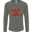 Everything's Better With Hot Sauce Funny Food Mens Long Sleeve T-Shirt Charcoal