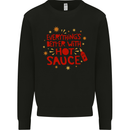 Everything's Better With Hot Sauce Funny Food Mens Sweatshirt Jumper Black