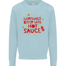 Everything's Better With Hot Sauce Funny Food Mens Sweatshirt Jumper Light Blue
