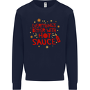 Everything's Better With Hot Sauce Funny Food Mens Sweatshirt Jumper Navy Blue