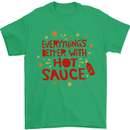 Everything's Better With Hot Sauce Funny Food Mens T-Shirt 100% Cotton Irish Green