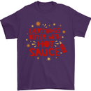 Everything's Better With Hot Sauce Funny Food Mens T-Shirt 100% Cotton Purple