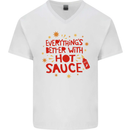 Everything's Better With Hot Sauce Funny Food Mens V-Neck Cotton T-Shirt White