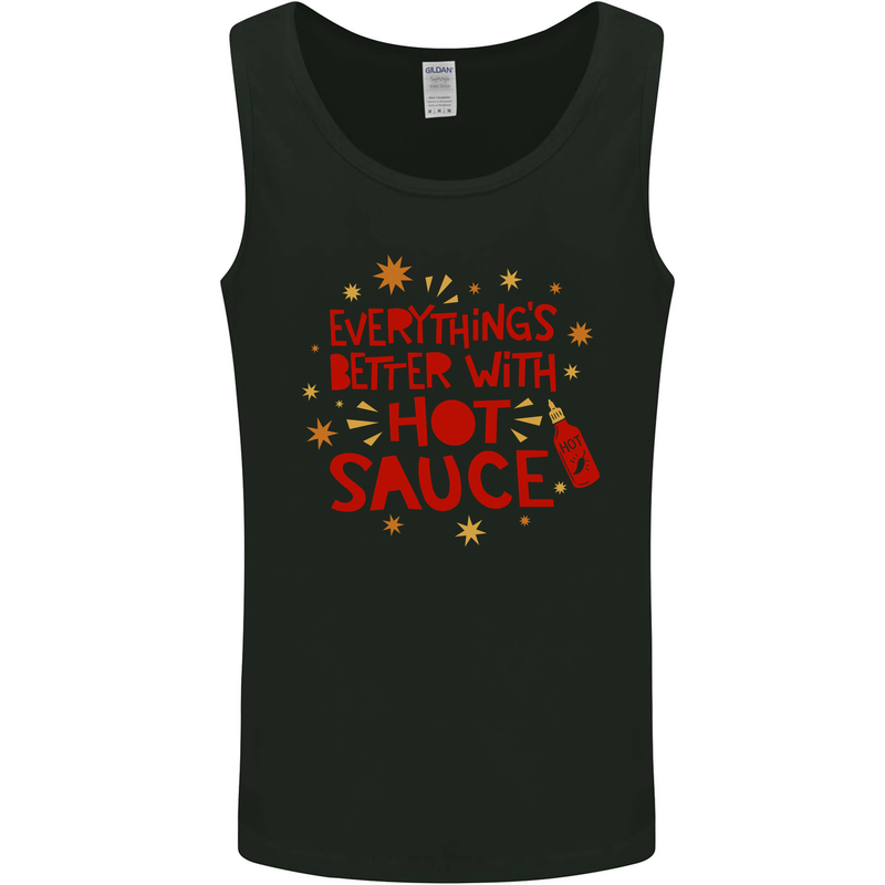 Everything's Better With Hot Sauce Funny Food Mens Vest Tank Top Black