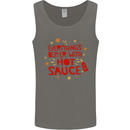 Everything's Better With Hot Sauce Funny Food Mens Vest Tank Top Charcoal