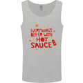 Everything's Better With Hot Sauce Funny Food Mens Vest Tank Top Sports Grey