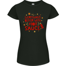 Everything's Better With Hot Sauce Funny Food Womens Petite Cut T-Shirt Black