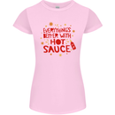 Everything's Better With Hot Sauce Funny Food Womens Petite Cut T-Shirt Light Pink