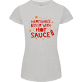 Everything's Better With Hot Sauce Funny Food Womens Petite Cut T-Shirt Sports Grey