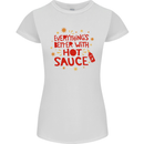 Everything's Better With Hot Sauce Funny Food Womens Petite Cut T-Shirt White