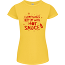 Everything's Better With Hot Sauce Funny Food Womens Petite Cut T-Shirt Yellow