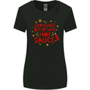 Everything's Better With Hot Sauce Funny Food Womens Wider Cut T-Shirt Black