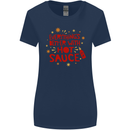 Everything's Better With Hot Sauce Funny Food Womens Wider Cut T-Shirt Navy Blue